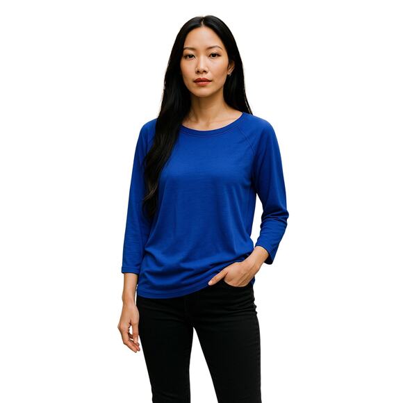 Vintage Pink Victoria’s Secret Royal Blue Long Sleeve Cotton Top Y2K Size Small - Picture 1 of 7